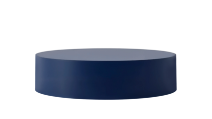 Empty round navy blue podium isolated on transparent background