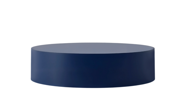 Empty round navy blue podium isolated on transparent background