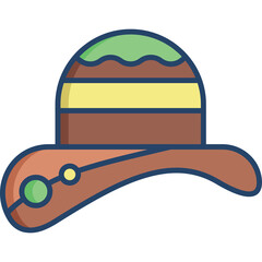 Colorful Cartoon Western Cowboy Hat with Green and Yellow Accents on a Transparent Background