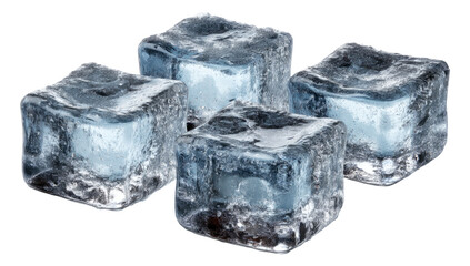 Obraz premium Four Ice Cubes on Transparent Background for Creative Design and Illustrations