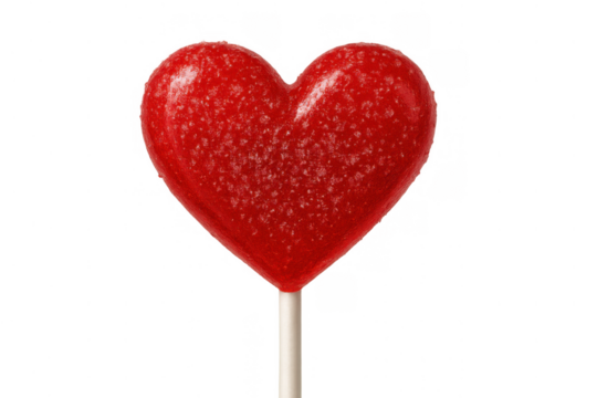 Red heart shaped lollipop symbolizing love and sweetness, perfect for valentine's day celebrations