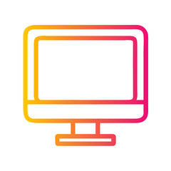 a flat gradient outline icon of a computer monitor for web and graphic design