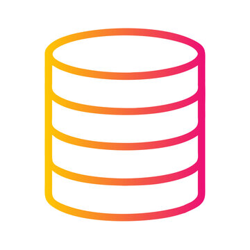 a flat gradient outline icon of a database for web and graphic design