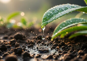 Close-up of morning dew on a leaf