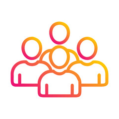 a flat gradient outline icon of a group of people for web and graphic design