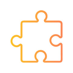 a flat gradient outline icon of a puzzle piece for web and graphic design
