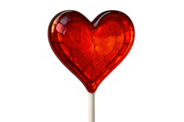 Heart shaped red lollipop representing love and sweetness for valentine's day, anniversaries, and romantic celebrations