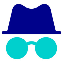 Minimalist Outline Hat and Glasses Silhouette Icon for Incognito Mode