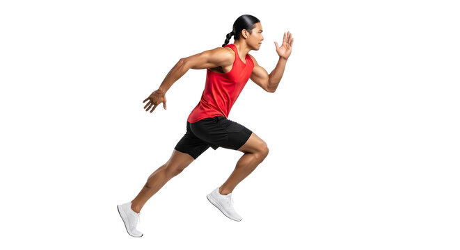 Male athlete running in sportswear isolated on black background, fitness and exercise concept, perfect for sports and health promotions