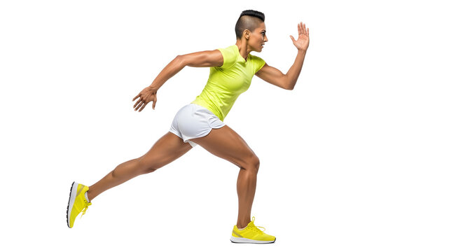 Athletic man sprinting in sportswear on black background, fitness and running concept, perfect for workout and sports content