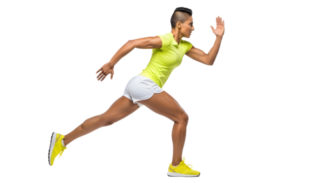 Athletic man sprinting in sportswear on black background, fitness and running concept, perfect for workout and sports content