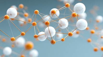 Molecular Marvel: A striking representation of interconnected molecules, showcasing a captivating network of spheres and bonds, symbolizing scientific discovery and innovation.