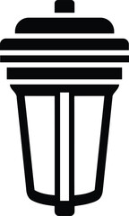 Garbage Bin or Trash Can Silhouette for Waste Disposal and Recycle Management on Checkered Backdrop in Flat Style Vector Illustration