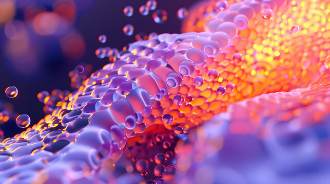3D illustration of the plasma membrane showing detailed molecular structures and cellular components.