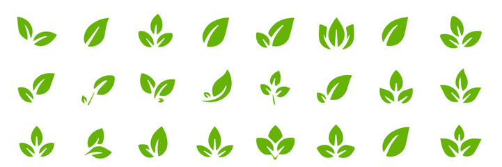 Green Leaf Vector Icon Collection | Nature, Ecology, Organic, and Environment Symbol Set