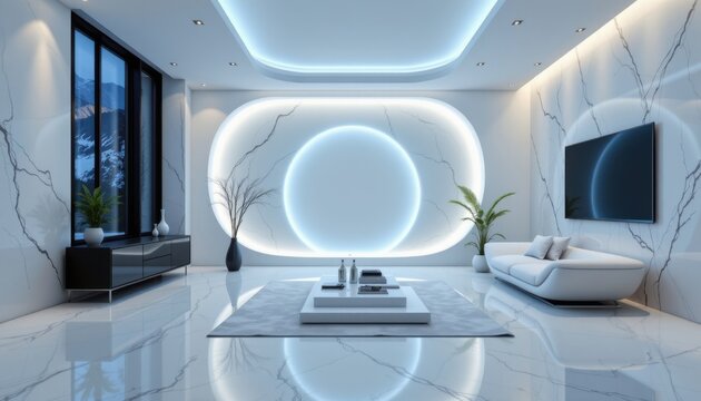 cool arctic white 200: a white frost fog tone with satin smooth glaze, illuminated by silver blue gleam, and enhanced with cool reflection veining. composition: central glow focus composition