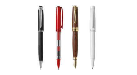Fototapeta premium Four different types of pens isolated on transparent background