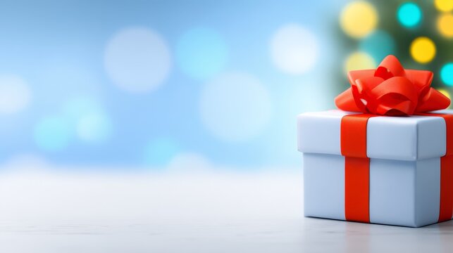Elegant white gift box with vibrant red ribbon bow for special occasions holiday presents and thoughtful surprises.