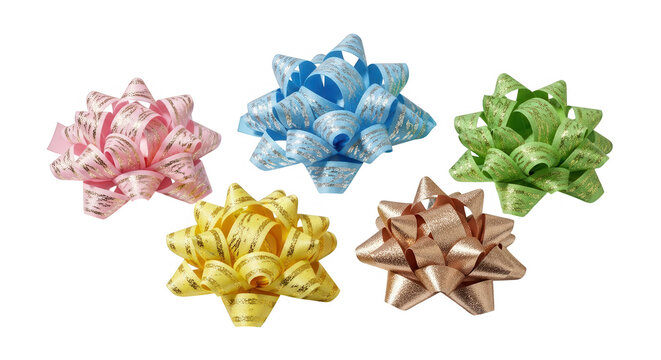 Assortment of colorful gift bows isolated on transparent background