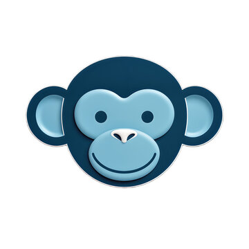 Happy Blue Monkey Face Illustration