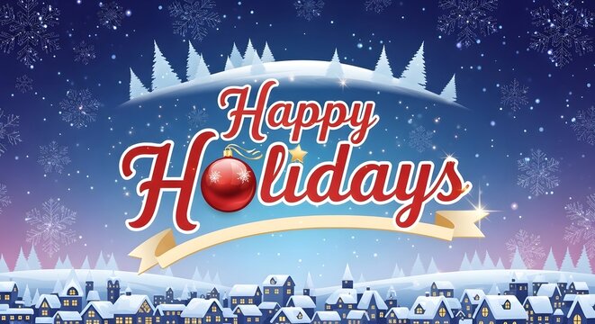 Happy holidays greeting card with gifts candy canes and snowflakes