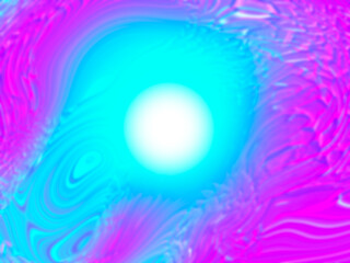 Vibrant pink and blue abstract swirl background with glowing white center light and fluid wave texture design