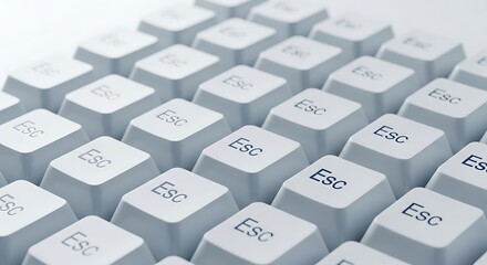Minimal Futuristic Pattern of Repeating White ESC Keys in Soft Lighting"