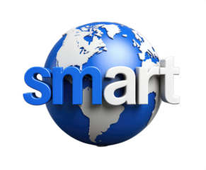 3D Earth Globe with "Smart" Text in Bold Blue Letters