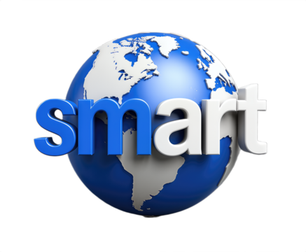 3D Earth Globe with "Smart" Text in Bold Blue Letters