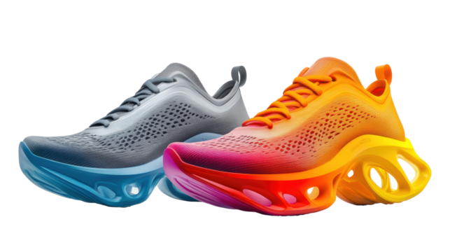 Vibrant Running Shoes on Transparent Background
