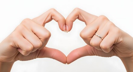 Obraz premium Hands forming heart shape, Two hands making heart shape gesture on white background