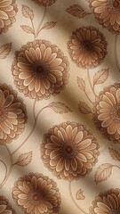 Seamless pattern with hand drawn dahlia flowers.