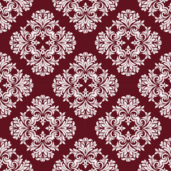 White flower bouquet pattern on red background, seamless, designed for wallpaper, decoration, background, fabric, clothing.