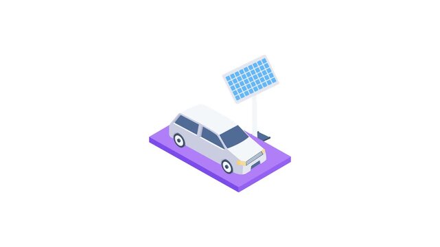 A car equipped with solar panels on its roof, showcasing renewable energy technology for sustainable transportation. - Powered by Adobe