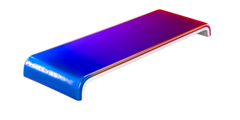 Curved iridescent surface on white background