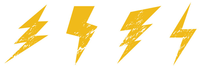 Lightning bolt icon with grunge texture. . Ideal for energy, electricity, power, punk, and graphic design themes. Vector eps 10