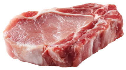 Fresh raw beef steak isolated on a white background, a piece of red meat cut like a sirloin fillet, ready for cooking a protein dinner
