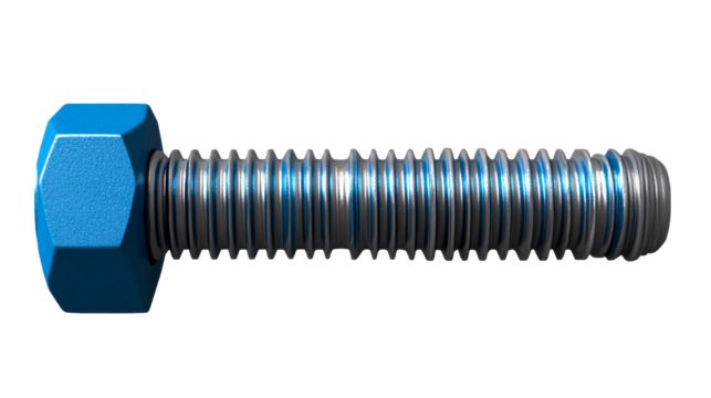 Hex Head Bolt With Blue Coated Head and Silver Thread