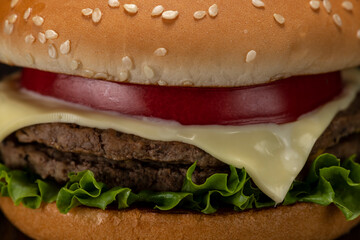 ハンバーガーのアップ