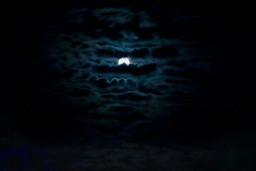 Full moon on the Caspian Sea in Baku Azerbaijan.