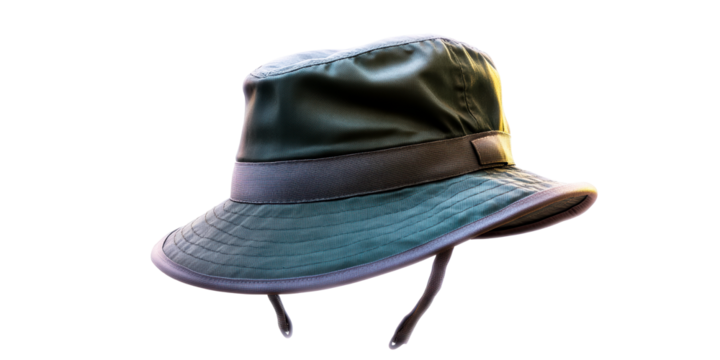 Green bucket hat with drawstring and ribbon detail