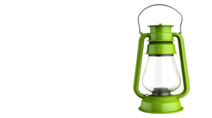 Green kerosene lamp isolated on white background