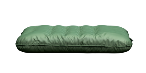 Green Sleeping Bag Roll Isolated on White Surface