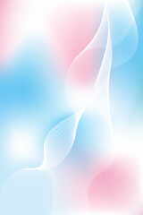 縦構図　青とピンクのグラデーション　流れる白色のウェーブ　抽象的な背景イメージ素材