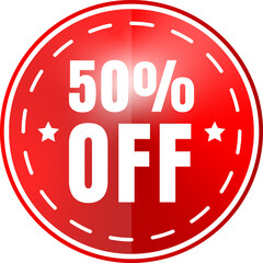 50 Percent Off Sale Red Round Tag Sticker Badge Discount Offer Promotion Icon
