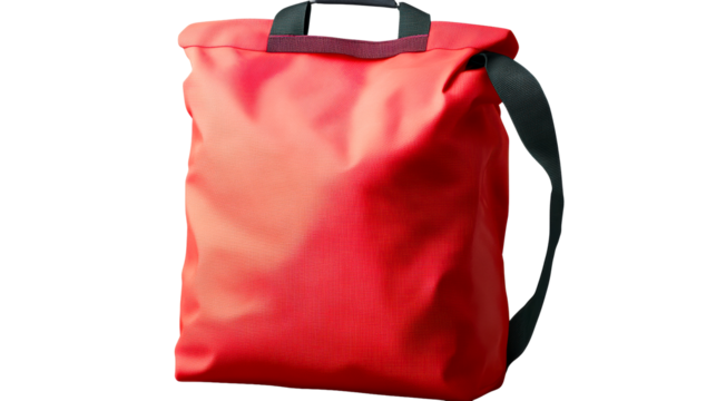 Red Duffel Bag with Black Straps and Handle