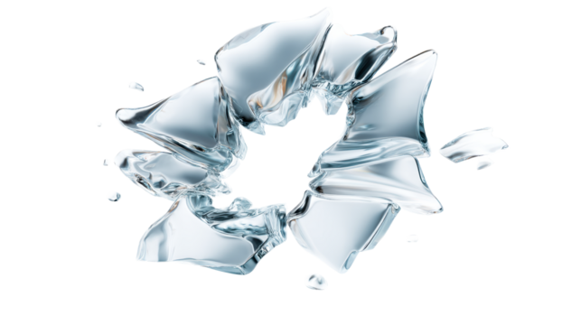 Abstract clear liquid splashes forming a circle