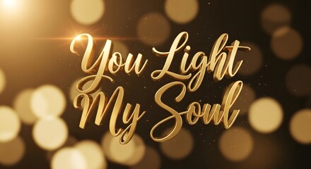 A beautifully designed digital graphic featuring the phrase 'You Light My Soul' in elegant gold script against a warm, glowing background with bokeh effects
