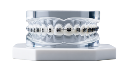 Dental Model with Orthodontic Braces and Wire