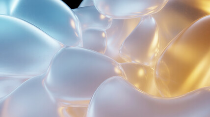 Closeup of translucent soap bubbles with colorful reflections and soft lighting